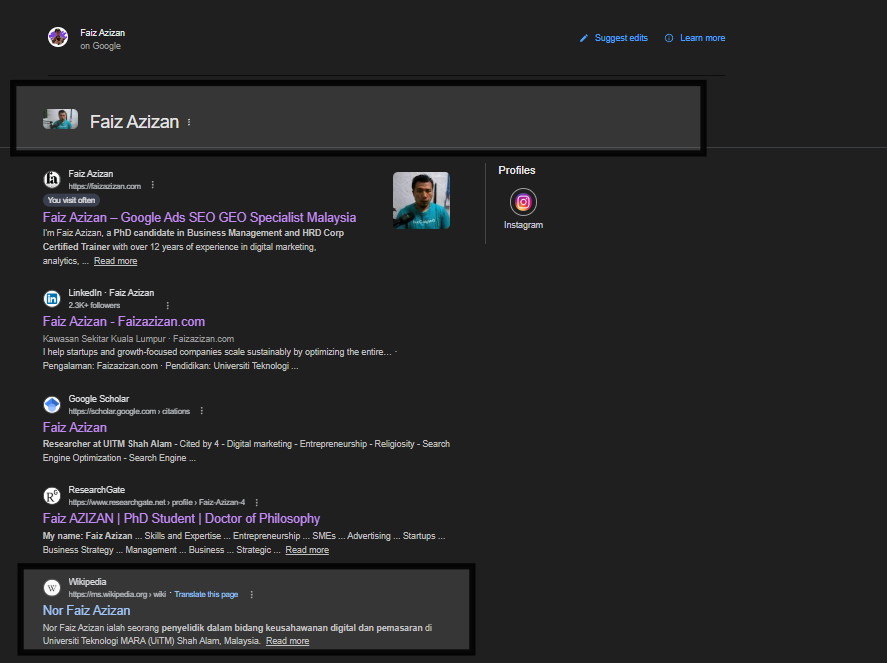 Dr. Faiz Azizan Knowledge Panel